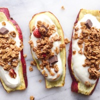 Yogurt and Granola Sweet Potato Boats